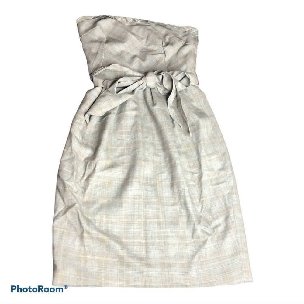 Lida Baday Wool Plaid Strapless Dress Size 4 Academia Business Casual Office 4 - Picture 10 of 15